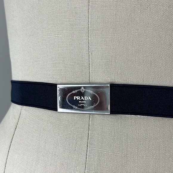 💙 New Prada Elastic Belt with metallic logo navy with the box - Picture 1 of 9